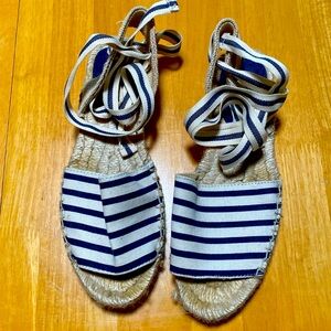 Stripe lace up espadrilles